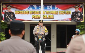 Keberadaan Aparat Pengamanan Pemilu Dievaluasi, Kapolres Tegal Kota Gelar Apel Konsolidasi