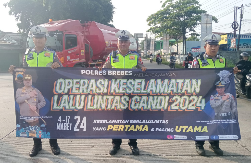 Satlantas Polres Brebes Sosialisasikan Operasi Keselamatan Lalu Lintas Candi 2024