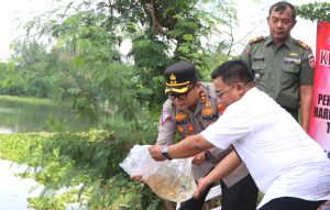 Populasi Menyusut, Polres Tegal Kota Tebar 2.000 Nila Merah