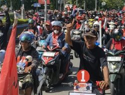Jalan Protokol Tegal Dipenuhi Pasukan Banteng