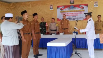 Pemdes Kalinusu Lantik Dua Perangkat Baru, Camat Tekankan Pentingnya Pelayanan Prima