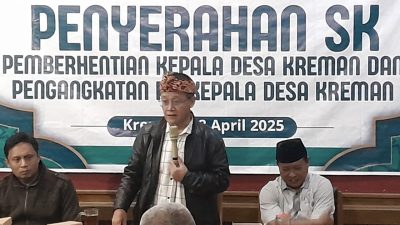 Rugikan Negara Rp 567 Juta, Kades Kreman Diberhentikan Sementara, Pj Kades Agus Priono