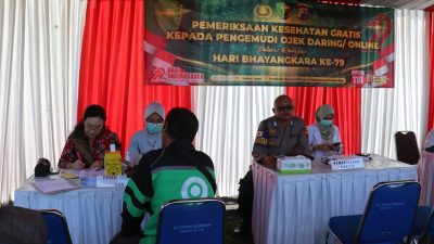 Polres Tegal Beri Layanan Kesehatan Gratis Bagi Ratusan Pengemudi Ojek