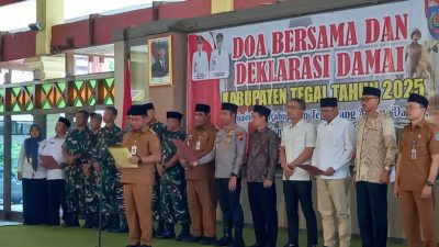 Pemkab Tegal Gelar Doa Bersama dan Deklarasi Damai Bersama Himpunan Mahasiswa dan Komunitas Ojek Online 